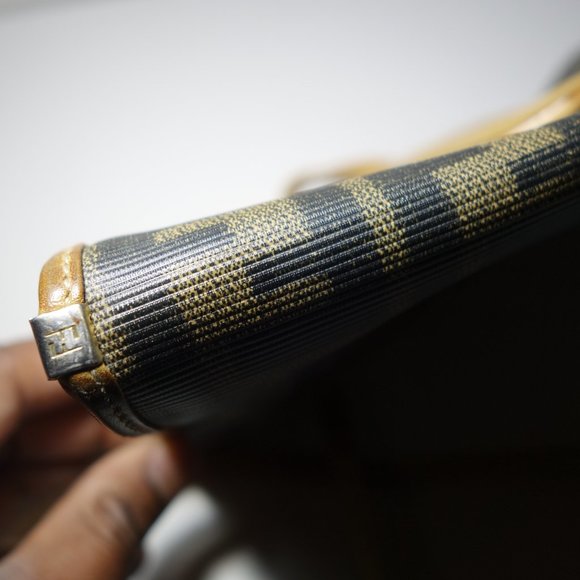 Vtg 1980’s Fendi FF Zucca Coated Canvas & Leather Monogram Envelope Clutch Bag - Picture 9 of 16